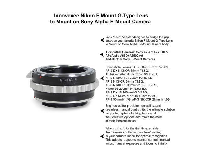 Nikon AF-S 18-140mm ED VR Lens Compatible with Sony Alpha A7 II III IV V VI A7R A7s A7c A9 A6600 A6500 NEX