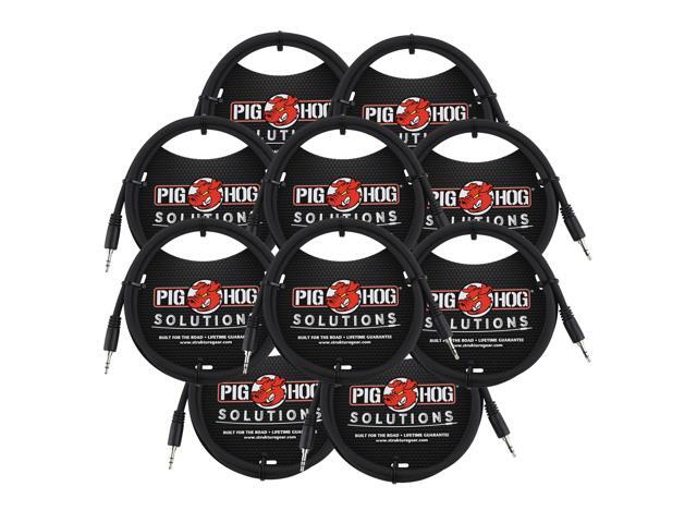 Pig Hog Solutions 3.5mm TRS to 3.5mm TRS Adapter Cable, 9ft - 10 Units