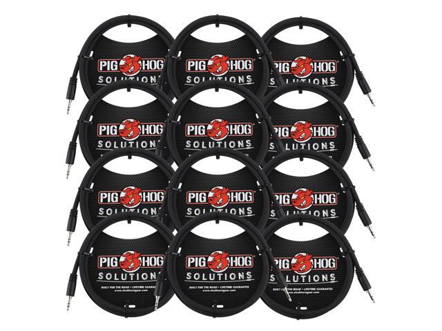 Pig Hog Solutions 3.5mm TRS to 3.5mm TRS Adapter Cable, 9ft - 12 Units
