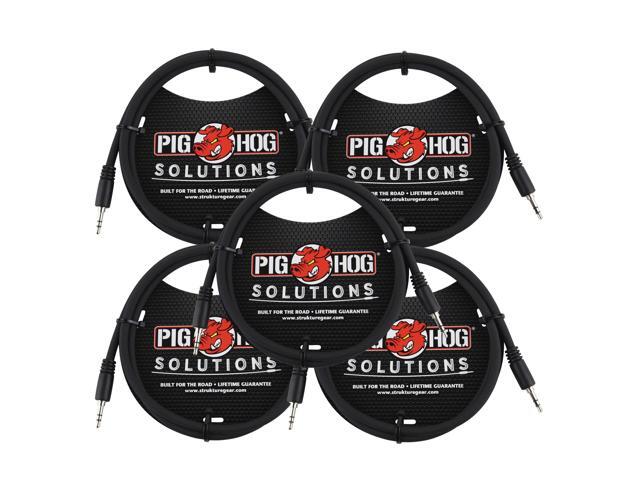Pig Hog Solutions 3.5mm TRS to 3.5mm TRS Adapter Cable, 9ft - 5 Units