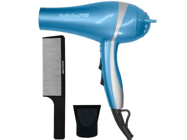 BaByliss Pro Nano Titanium Lightweight Ionic Hair Dryer BNT5548 (Blue) with BaByliss Pro Barberology 9' Comb (Black)