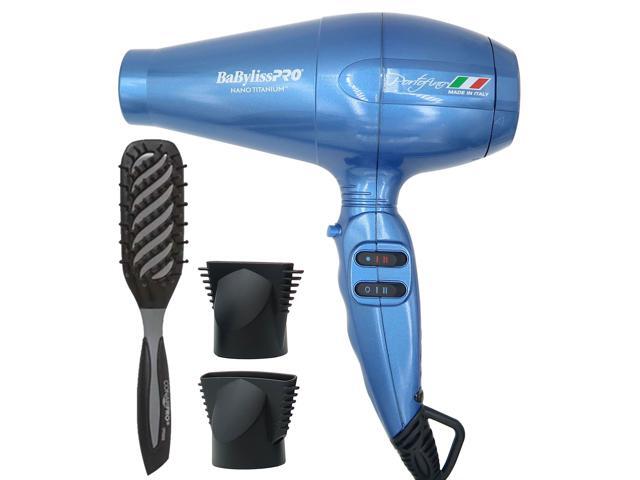 Babyliss Pro Nano Titanium Portofino 6600 Full-Size Hair Dryer BNT6610N and Conair Pro Ergo-Grip Vented Brush Collection Ergonomically Designed