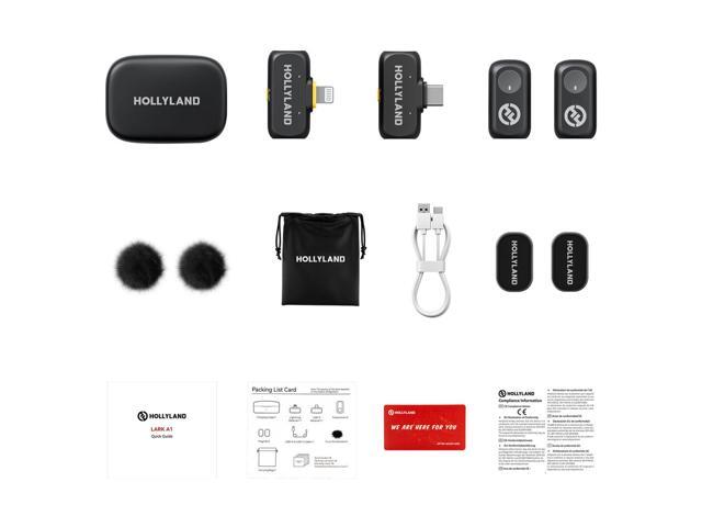 Hollyland LARK A1 Combo 2-Person Wireless Microphone System with USB-C and Lightning Connectors for Mobile Devices (Space Gray, 2.4 GHz)