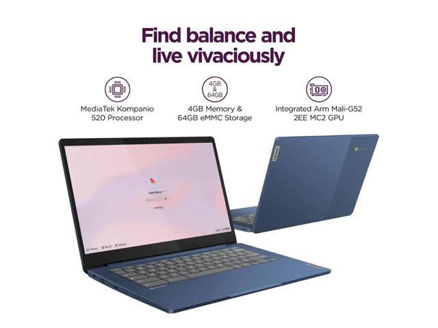 Lenovo - IdeaPad Slim 3 Chromebook 14" Full HD Laptop - MediaTek Kompanio 520 2022 - 4GB Memory - 64GB eMMC - Abyss Blue - image 7