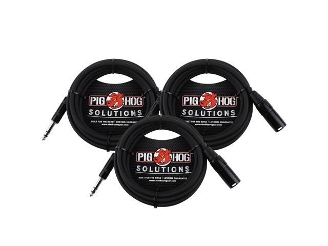 3x Pig Hog 1/4' TRS to XLR Balance Adaptor Cable, 25 Feet PX-TMXM25
