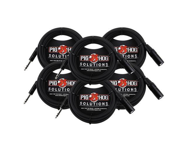 6x Pig Hog 1/4' TRS to XLR Balance Adaptor Cable, 25 Feet PX-TMXM25