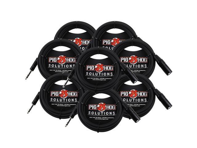 8x Pig Hog 1/4' TRS to XLR Balance Adaptor Cable, 25 Feet PX-TMXM25