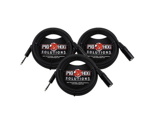 3x Pig Hog 1/4' TRS to XLR Balance Adaptor Cable, 10 Feet PX-TMXM2