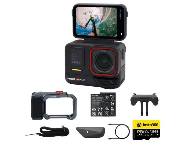 Insta360 Ace Pro 2 Xplorer Dual Battery Waterproof Action Camera Bundle with 128GB Card and 7-in-1 Streaming Essentials Selfie Tripod Stick