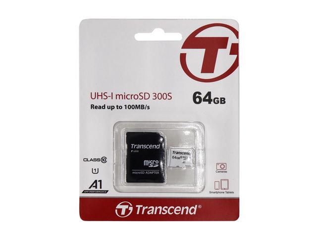 3 Unit Transcend 64GB 300S UHS-I microSDXC Memory Card with SD Adapter