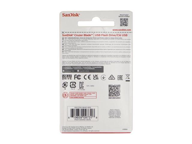 5x SanDisk Cruzer Blade USB Flash Drive - 64GB (Red)