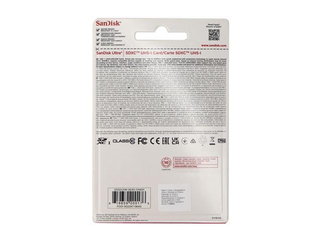 3x SanDisk 64GB Ultra SDXC UHS-I Memory Card - Up to 140MB/s, C10, U1, Full HD, SD Card