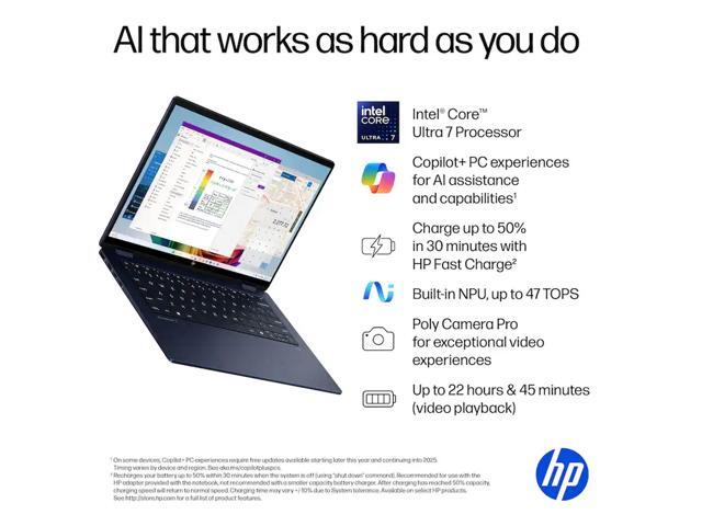 HP - OmniBook X Flip 2-in-1 - Copilot+ PC - 14" 2K Touch-Screen Laptop - Intel Core Ultra 7 256V 2024 - 16GB Memory - 1TB SSD - Atmospheric Blue - image 7