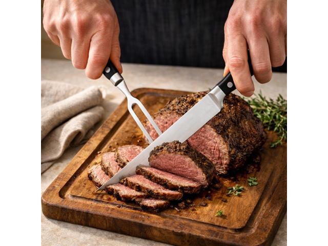 Wüsthof Classic 2-Piece Carving Set, 20cm Knife & 16cm Meat Fork, High-Carbon Stainless Steel