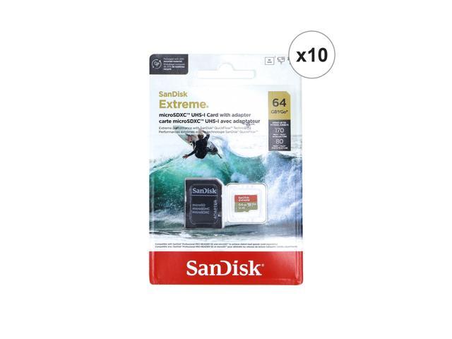 10x SanDisk Micro SD Memory Card for 64GB UHS-I Action Camera with Adapter