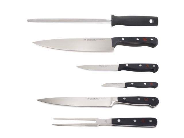 Wusthof Gourmet 4-Pc Chef's Knife Set (8' Chef's, 2.75' Paring, 4.5' Utility, Honing Steel) + 2-Pc Carving Set (Classic 8' Carving, Classic 6'.