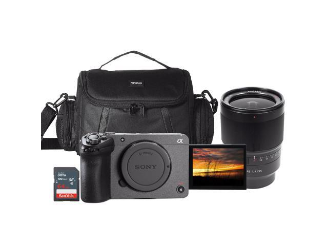 Sony FX30 Digital Cinema Camera (Black) with Distagon T* FE 35mm f/1.4 ZA Lens and 64GB Ultra SDXC Card, Camera Bag