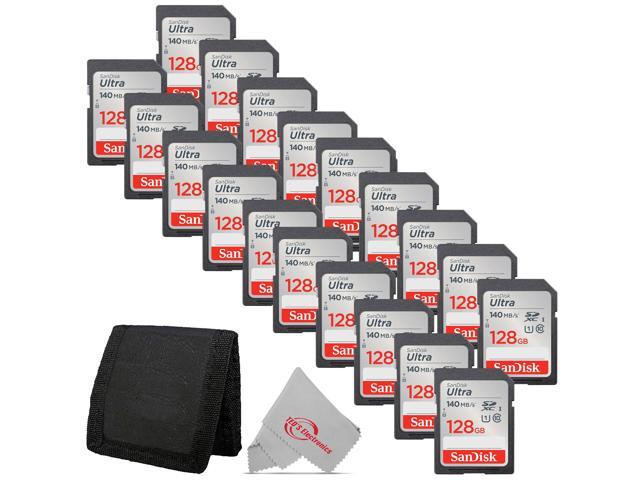 20x Sandisk Ultra 128GB SDXC UHS-I Class 10 Memory Card + Card Wallet