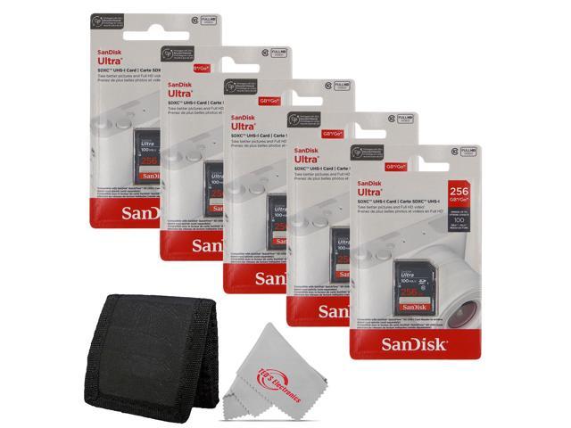 5x SanDisk Ultra 256GB UHS-I 100MB/s Class 10 SDXC Memory Card + Card Wallet