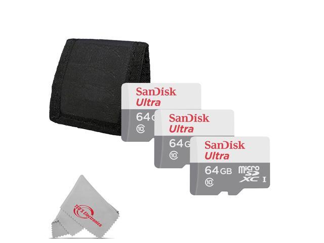 3x SanDisk Ultra 64GB microSDXC Memory Card UHS-1 Upto 100 MB/s Class 10 + Card Wallet