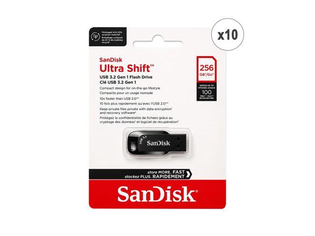 10 Unit SanDisk Ultra Shift USB 3.2 Gen 1 Flash Drive - 256GB