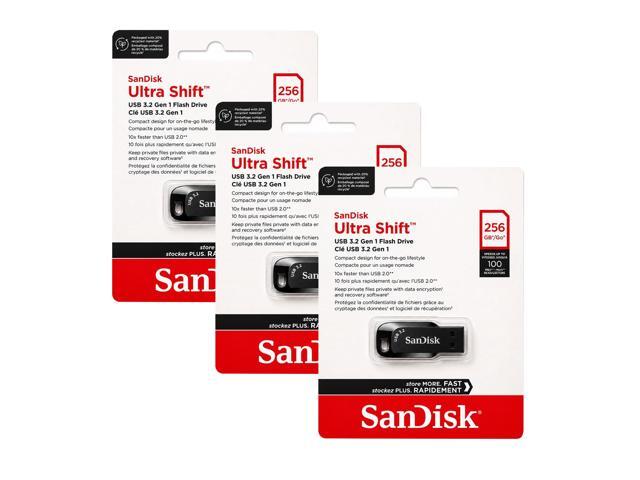 3 Unit SanDisk Ultra Shift USB 3.2 Gen 1 Flash Drive - 256GB