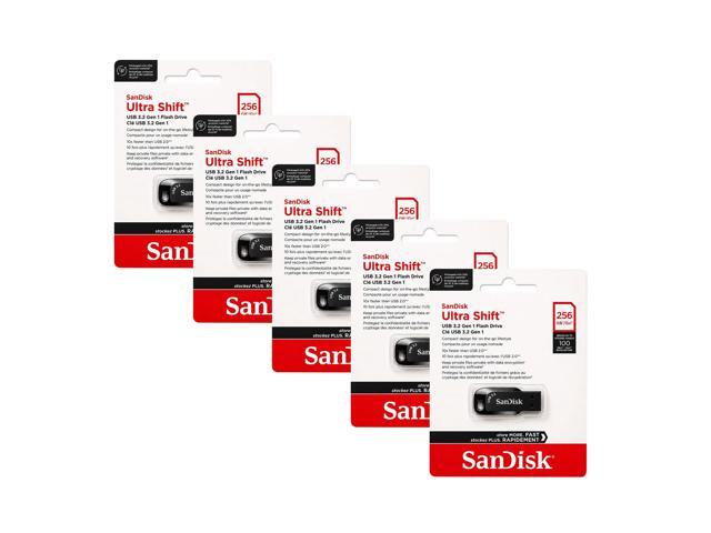 5 Unit SanDisk Ultra Shift USB 3.2 Gen 1 Flash Drive - 256GB