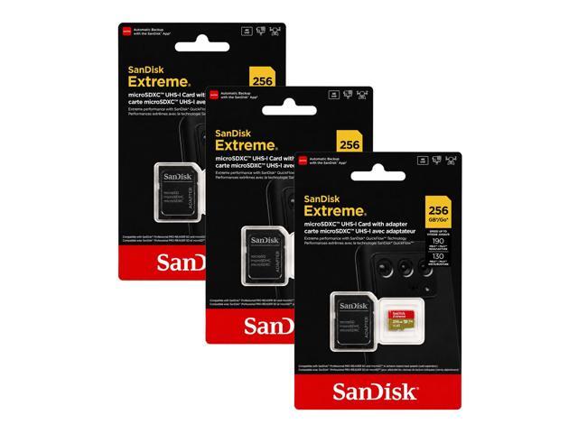 SanDisk Extreme microSDXC UHS-I 256GB Memory Card with Adapter 3-Pack