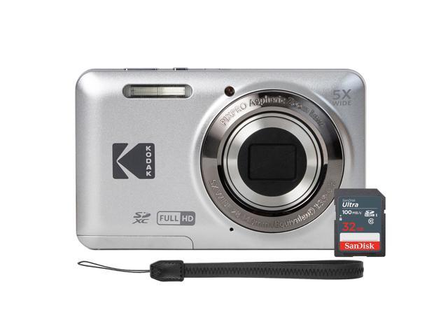 Kodak PIXPRO FZ55 16MP Digital Camera Silver with SanDisk 32GB SDHC Ultra Memory Card