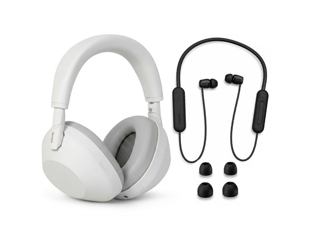 Sony WH-1000XM6 Wireless Noise Canceling Headphones - Silver with WI-C100 Wireless In-Ear Headphones