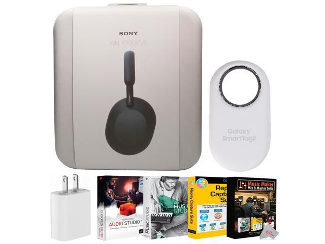 Sony WH-1000XM5 Noise-Canceling Wireless Over-Ear Headphones (Black) with Samsung SmartTag2 Bluetooth UWB Tracker Audio Bundle