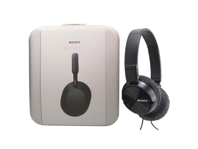 Sony WH-1000XM5 Noise-Canceling Wireless Over-Ear Headphones (Black) with Sony MDR-ZX110 On-Ear Wired Headphones (Black)