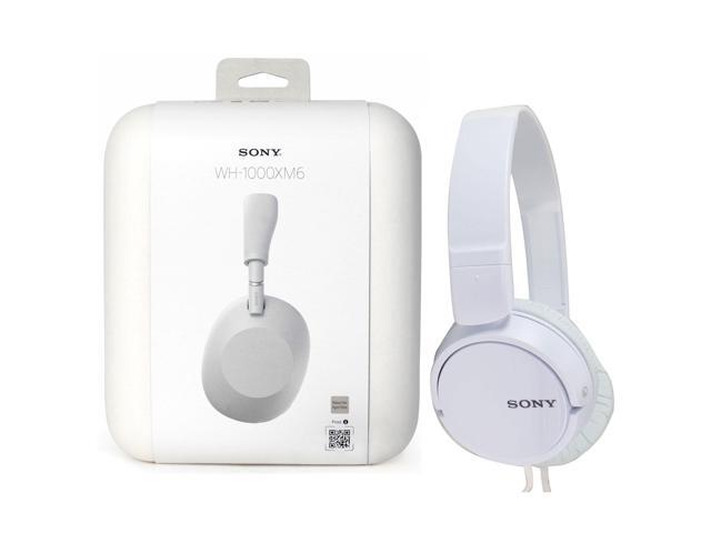 Sony WH-1000XM6 Wireless Noise Canceling Headphones - Silver with Sony MDR-ZX110 On-Ear Wired Headphones (White)