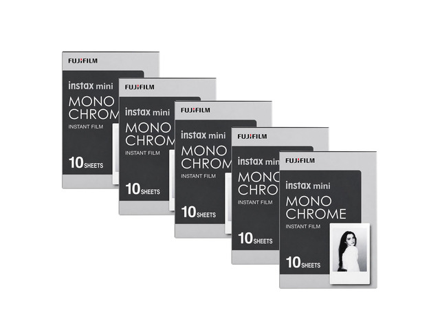 FUJIFILM instax mini Monochrome Instant Film (10 Exposures) - 5 Pack