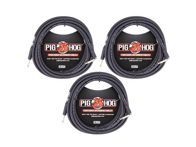 PigHog Cables Tour Grade 18.5ft 1/4'-1/4' Cables - Straight to Right Angle- 3 Count