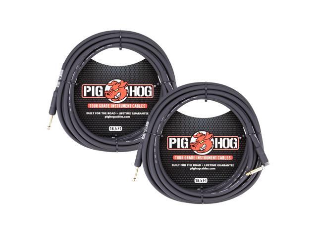 PigHog Cables Tour Grade 18.5ft 1/4'-1/4' Cables - Straight to Right Angle- 2 Count