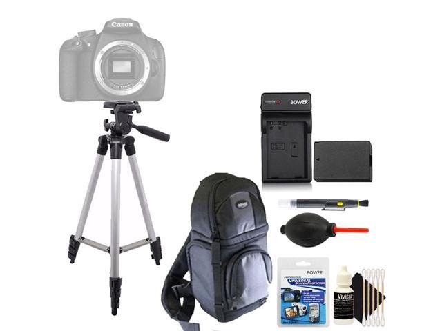 Vivitar Tall Tripod + Replacement LP-E6 Battery + Screen Protector & 3pc Cleaning Kit for Canon