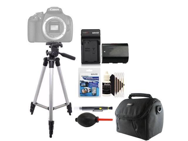Vivitar Tall Tripod + Replacement LP-E6 Battery & Cleaning Kit for Canon DSLR Camera