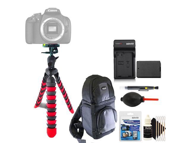 Vivitar Flexible Tripod + Replacement LP-E10 Battery + Screen Protector & 3pc Cleaning Kit for Canon