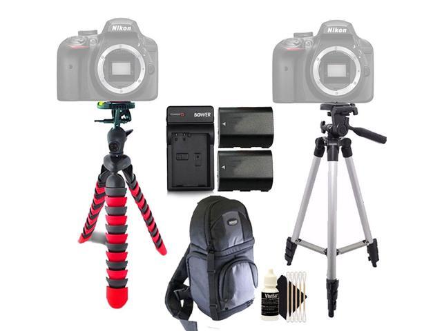 Vivitar Tall and Flexible Tripod + 2x Replacement LP-E10 Battery & Cleaning Kit for Canon