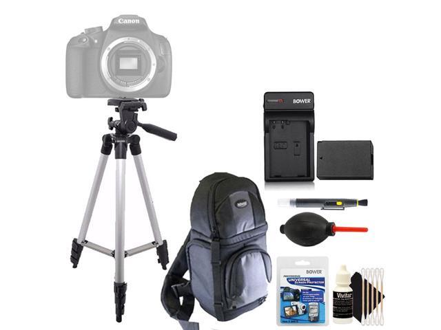 Vivitar Tall Tripod + Replacement LP-E10 Battery + Screen Protector & 3pc Cleaning Kit for Canon