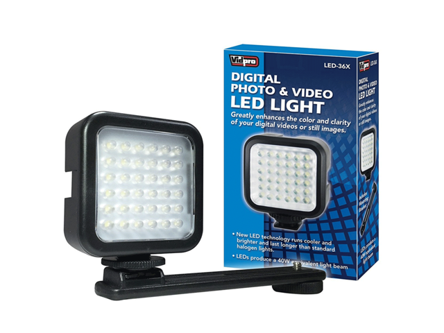 Vidpro LED-36X Photo & Video On-Camera LED Light with Accessory Bundle