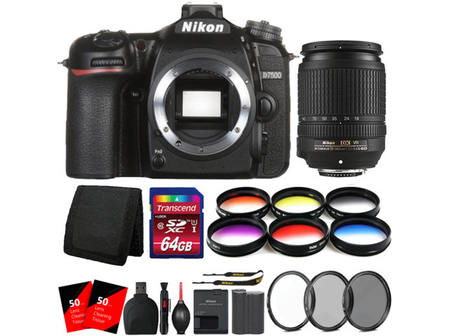 Nikon D7500 20.9MP DSLR Camera with 18-140mm Lens and 64GB Compete Accessory Kit (International Version)