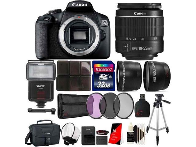 Canon EOS 2000D / Rebel T7 24.1MP Digital SLR Camera + EF-S 18-55mm lens + Original Case + Top Kit