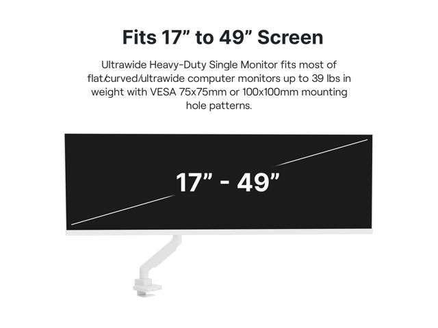 Pixio PS2S White Edition Heavy-duty Gas Spring Fully Adjustable Universal Mount 100x100mm 75x75mm Premium Single Monitor Desk Mount, Supports...