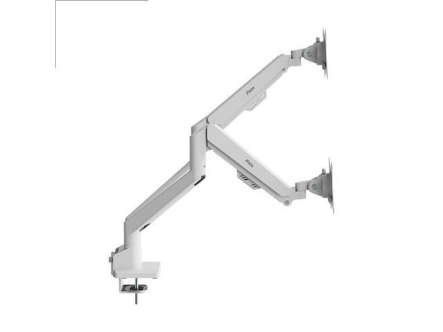 Pixio PS1D Wave White Dual Monitor Arm Stand Desk Mount - Fits up to 32 inch Monitors and up to 19.8lbs, VESA Compatibility and Integrated Cable...