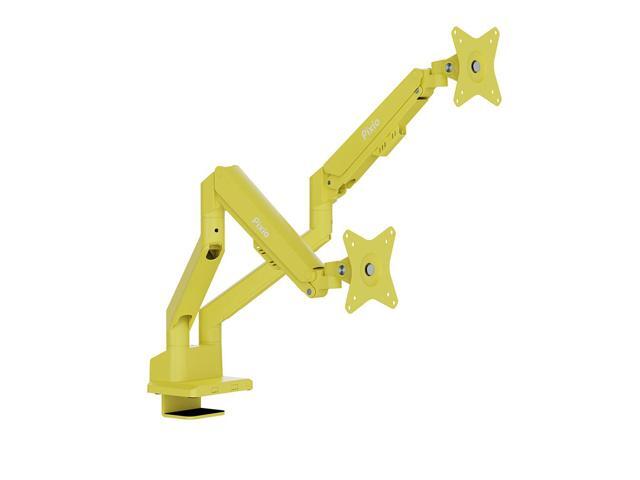 Pixio PS1D Wave Yellow Dual Monitor Arm Stand Desk Mount - Fits up to 32 inch Monitors and up to 19.8lbs, VESA Compatibility and Integrated Cable...