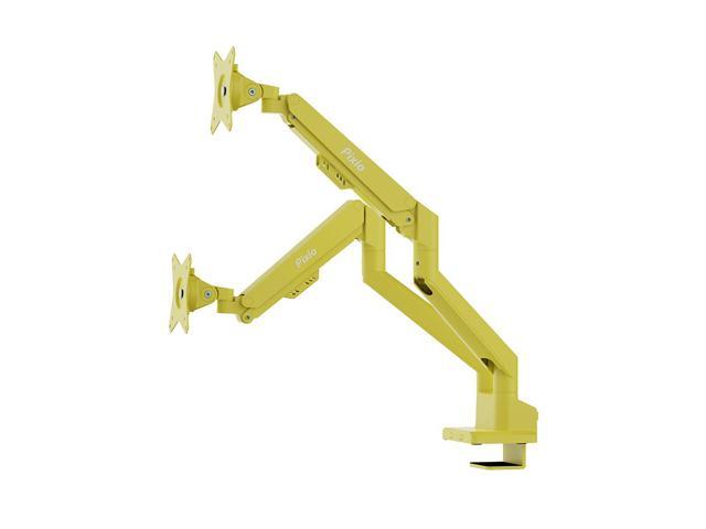 Pixio PS1D Wave Yellow Dual Monitor Arm Stand Desk Mount - Fits up to 32 inch Monitors and up to 19.8lbs, VESA Compatibility and Integrated Cable...