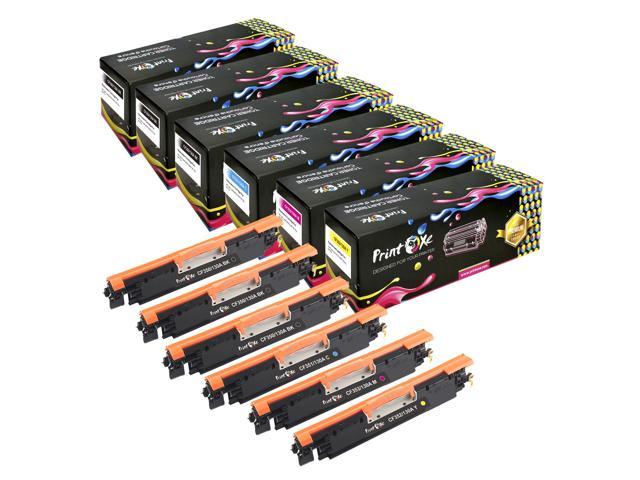 130A Compatible Set + 2 Black; 6 Toner Cartridges; 3 Black CF350A, Cyan CF351A, Yellow CF352A, & Magenta CF353A for HP Color LaserJet Pro MFP.