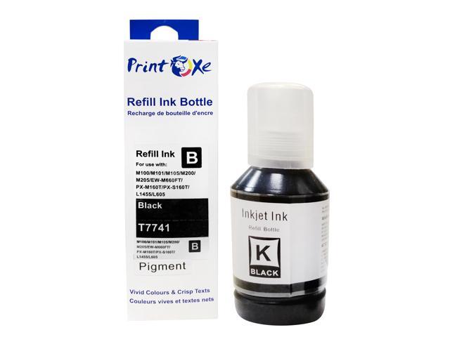 PrintOxe T774 T664 Compatible Refill Set plus Black of 5 Ink Bottles ALL PIGMENT T7741 T6642 T6643 T6644 High Yield for Expression & WorkForce...